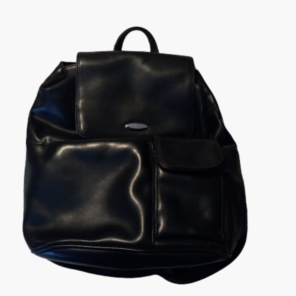Nine West Black Leather Backpack Purse, Gently Used